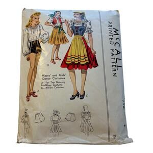 McCall Vintage 1940's Pattern #792 Misses/Girls Dance Costumes Size 8